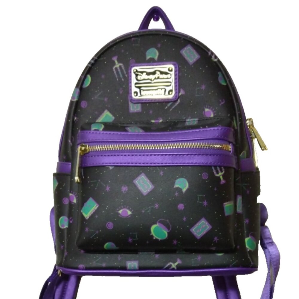 Used Disney Parks Black Purple Loungefly Girls Casual Travel Small Backpack zip